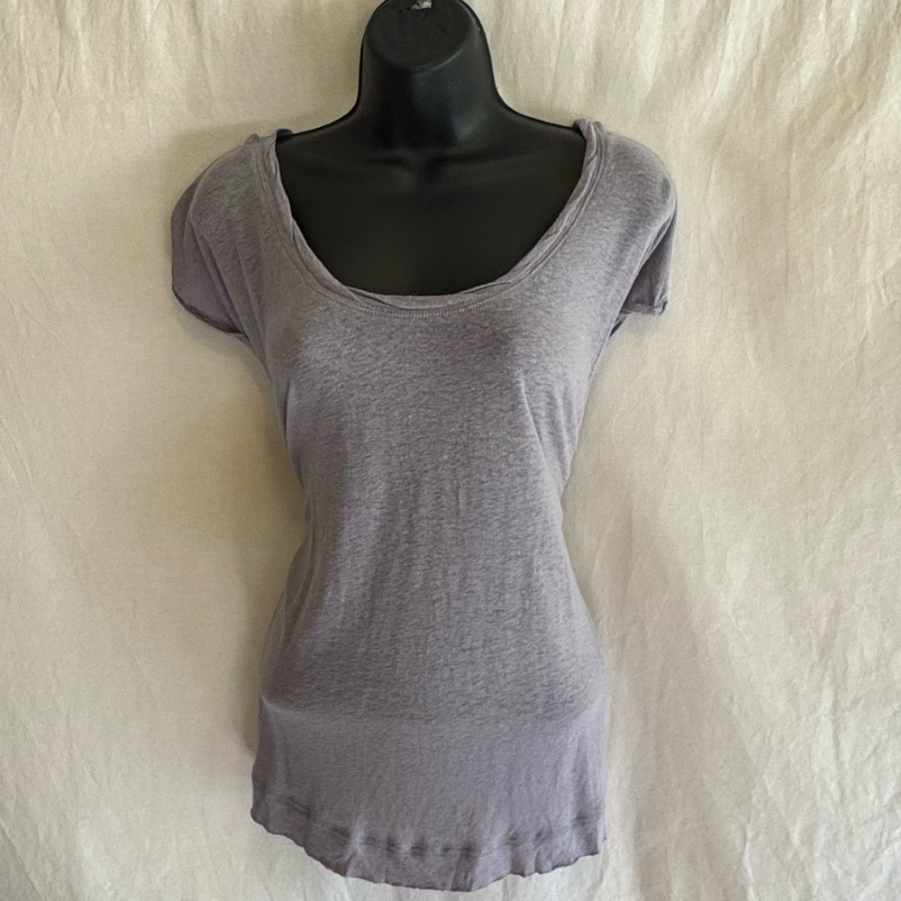 E-91 Mustard Seed Gray Short Sleeve Pullover Blouse Size‎ S